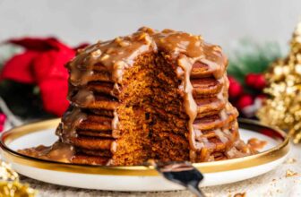 Gingerbread Pancakes with Butter Pecan Syrup